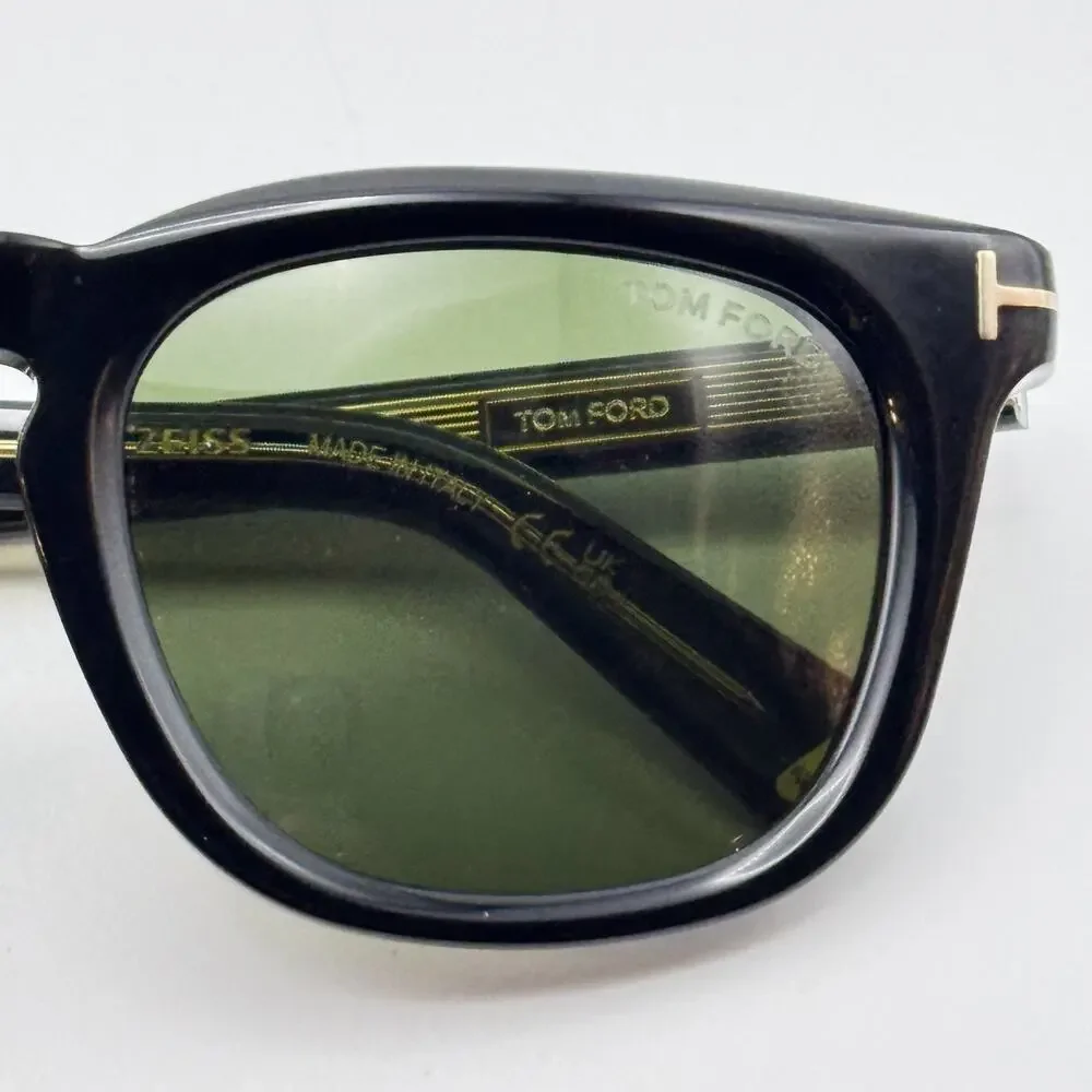 Tom Ford Sunglasses Icon FT1326-F 01N Black Square Green Lens 52mm Asian Fit New